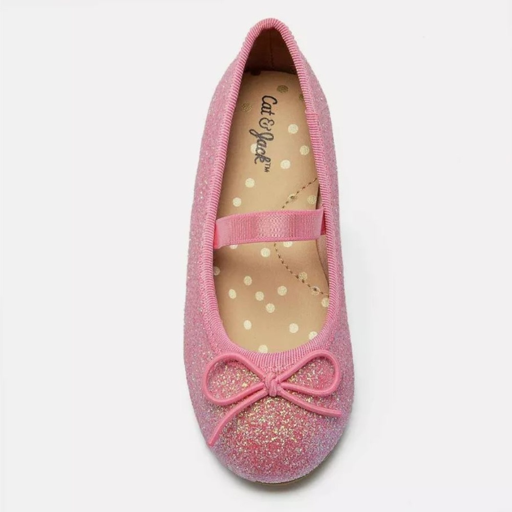 Cat & Jack Toddler Girls' Glitter Ballet Flats 7 - Picture 3 of 5